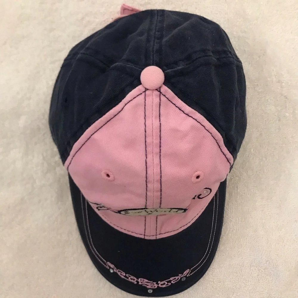 Sea World Adventure Parks Girls Adjustable Pink Black Sequined Cap